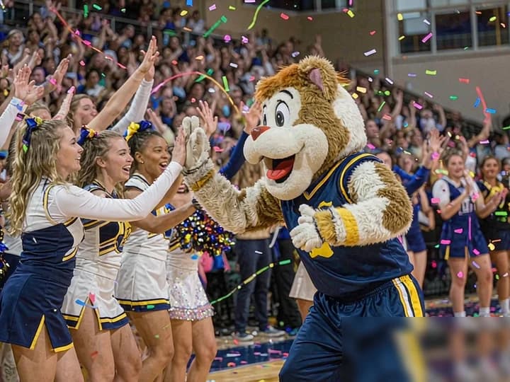 School mascot at a pep rally or homecoming event